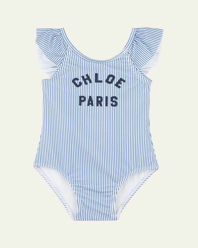 Girl's Logo-Print One-Piece Swimsuit, Size 6M-3